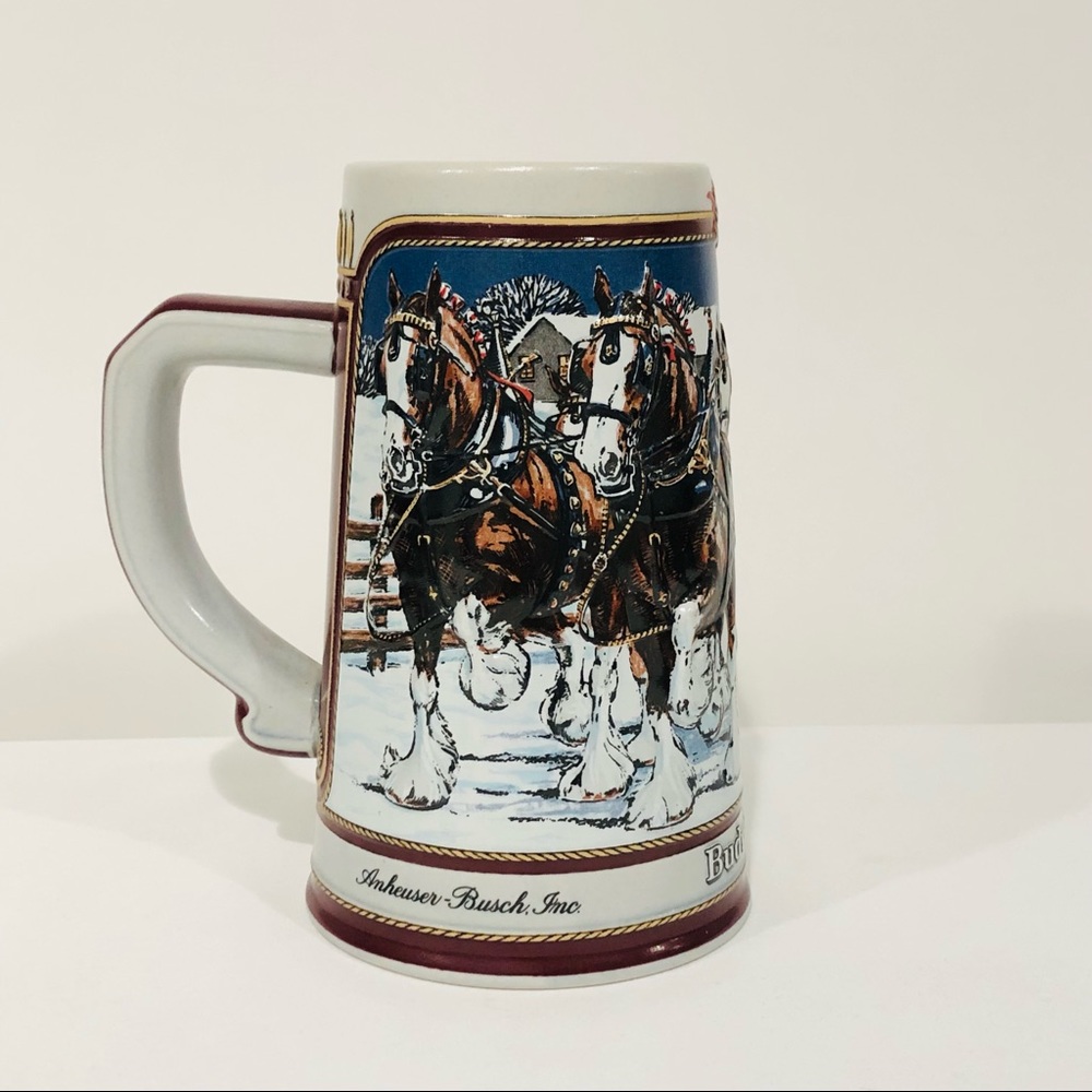 Vintage 1989 Budweiser Clydesdales Holiday Stein